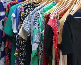 dresses in a clothing shop for sale 